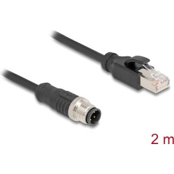 Delock M12 Cable D-coded 4 pin male to RJ45 male PVC 2 m
