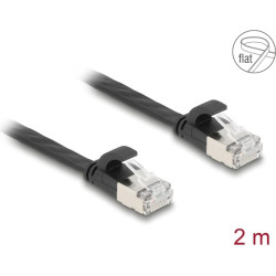 Delock RJ45 Flat Patch Cable plug to plug Cat.6A U/FTP 2 m black