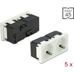 Delock Easy 45 Grounded Power Socket 2-way with a 45° arrangement 45 x 45 mm 5 pieces