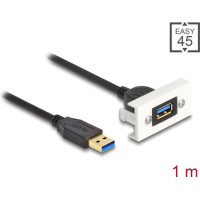 Delock Easy 45 Module USB 5 Gbps Type-A female to USB Type-A male with pigtail, 22,5 x 45 mm