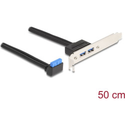 Delock Slot bracket 1 x USB 5 Gbps pin header female 90° angled to 2 x USB 5 Gbps Type-A female 50 cm