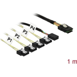 Delock Cable Mini SAS SFF-8087  4 x SATA 7 pin Reverse + Sideband 1 m