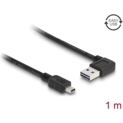 Delock Cable EASY-USB 2.0-A male leftright angled  USB 2.0 mini male 1 m
