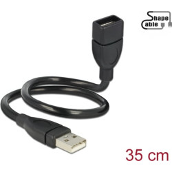 Delock Cable USB 2.0 A male  A female ShapeCable 0.35 m