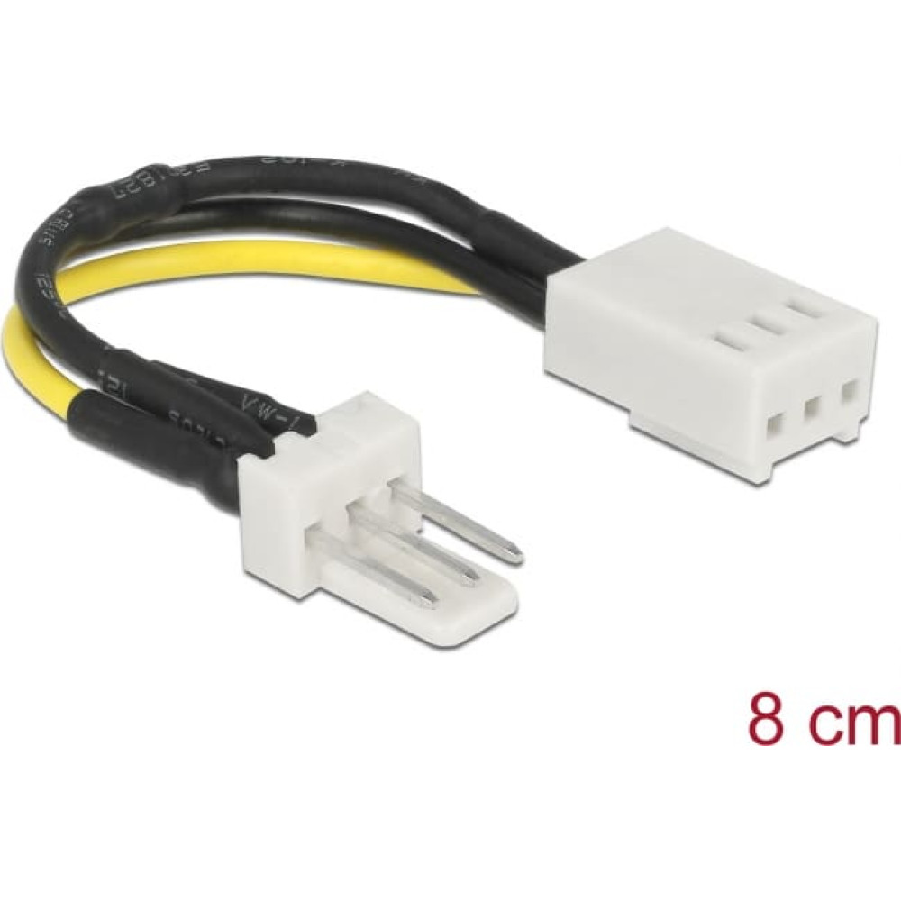 Delock Power Cable 3 pin male > 3 pin female (fan) 8 cm – Reduction of rotation speed