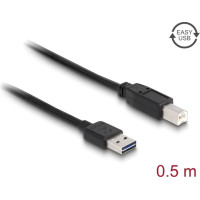Delock Cable EASY-USB 2.0 Type-A male > USB 2.0 Type-B male 0,5 m black