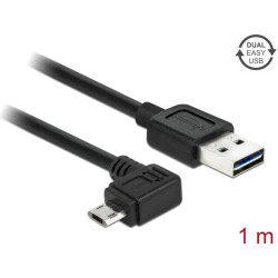 Delock Cable EASY-USB 2.0 Type-A male > EASY-USB 2.0 Type Micro-B male angled left / right 1 m black