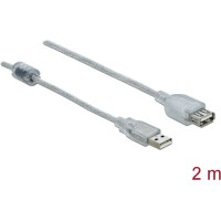 Delock Extension cable USB 2.0 Type-A male > USB 2.0 Type-A female 2 m transparent
