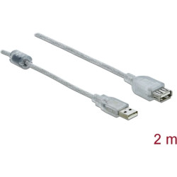 Delock Extension cable USB 2.0 Type-A male > USB 2.0 Type-A female 2 m transparent