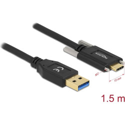 Delock SuperSpeed USB (USB 3.2 Gen 2) Cable Type-A male to USB Type-C™ male with screws on the sides 1.5 m