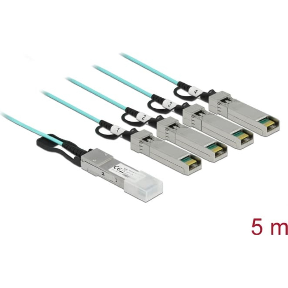 Delock Active Optical Cable QSFP+ to 4 x SFP+ 5 m