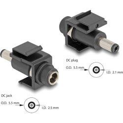 Delock Keystone Module DC 5.5 x 2.5 mm female to DC 5.5 x 2.1 mm male black