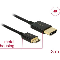 Delock Cable High Speed HDMI with Ethernet - HDMI-A male > HDMI Mini-C male 3D 4K 3 m Active Slim High Quality
