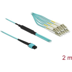 Delock Optical Fiber Cable MPO female to 6 x LC Duplex male, Multi-mode OM3, 50/125 µm, 2 m
