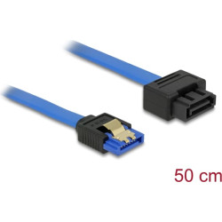 Delock Extension cable SATA 6 Gb/s receptacle straight > SATA plug straight 50 cm blue latchtype