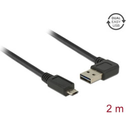 Delock Cable EASY-USB 2.0 Type-A male angled left / right > EASY-USB 2.0 Type Micro-B male black 2 m