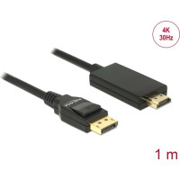 Delock Cable DisplayPort 1.2 male > High Speed HDMI-A male passive 4K 30 Hz 1 m black