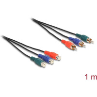 Delock RCA RGB Extension Cable 3 x male to 3 x female 1 m