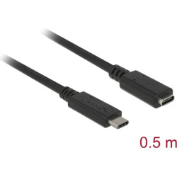 Delock Extension cable SuperSpeed USB (USB 3.1 Gen 1) USB Type-C™ male > female 3 A 0.5 m black