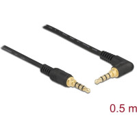 Delock Stereo Jack Cable 3.5 mm 4 pin male > male angled 0.5 m black
