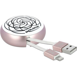 Delock USB Retractable Cable Type-A to Lightning™ white / pale pink