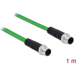 Delock Network cable M12 4 pin D-coded male to male TPU 1 m