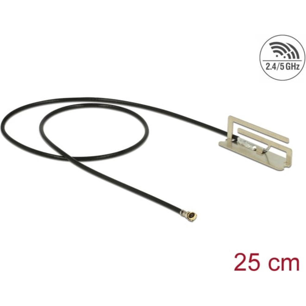 Delock WLAN 802.11 ac/ax/a/h/b/g/n Antenna I-PEX Inc., MHF® 4L plug 1.6 dBi 25 cm PIFA internal
