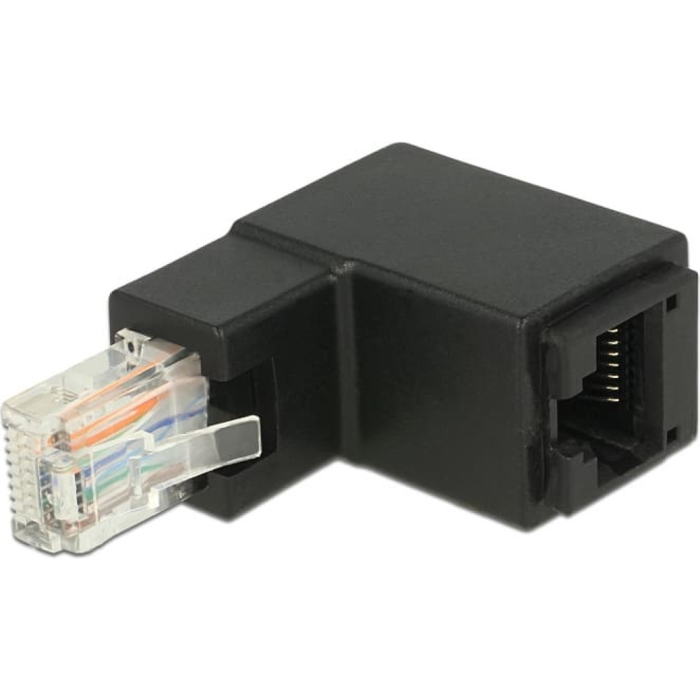 Delock Adapter RJ45 plug upwards angled to RJ45 jack Cat.6 UTP