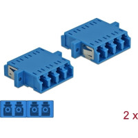Delock Optical Fiber Coupler LC Quad female to LC Quad female Single-mode 2 pieces blue