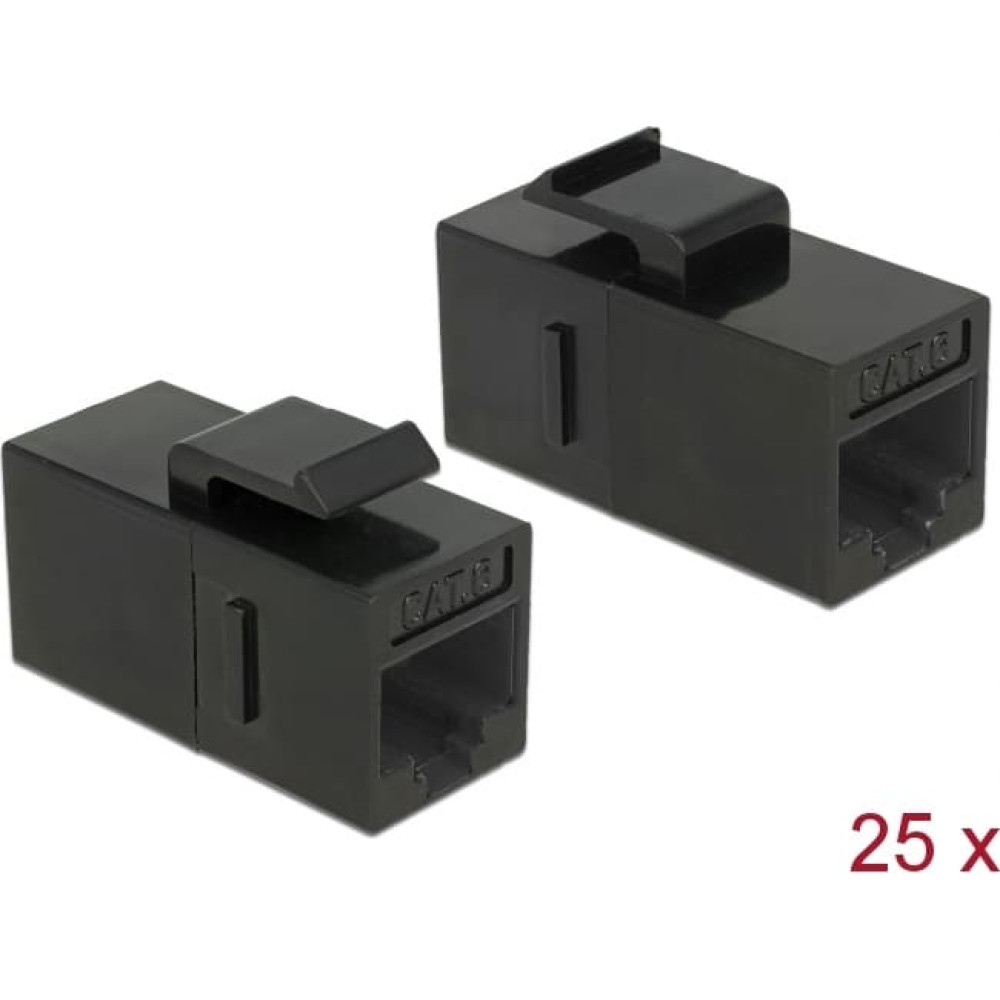 Delock Keystone Module RJ45 jack > RJ45 jack Cat.6 UTP black 25 pieces