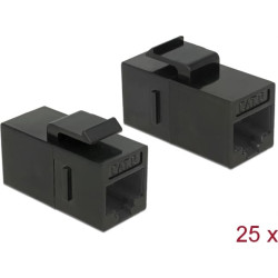 Delock Keystone Module RJ45 jack > RJ45 jack Cat.6 UTP black 25 pieces