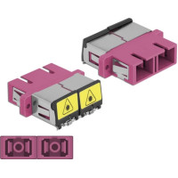 Delock Optical Fiber Coupler with laser protection flip SC Duplex female to SC Duplex female Multi-mode violet