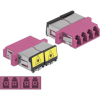 Delock Optical Fiber Coupler with laser protection flip LC Quad female to LC Quad female Multi-mode violet