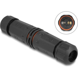 Delock Cable connector for outdoor 2 pin, IP68 waterproof, screwable, cable diameter 4.5 - 7.5 mm black