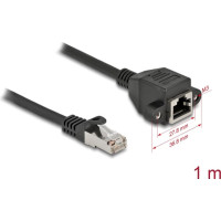 Delock Network Extension Cable S/FTP RJ45 plug to RJ45 jack Cat.6A 1 m black