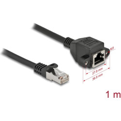 Delock Network Extension Cable S/FTP RJ45 plug to RJ45 jack Cat.6A 1 m black