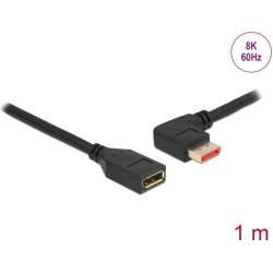 Delock DisplayPort extension cable male 90° left angled to female 8K 60 Hz 1 m