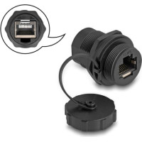 Delock RJ45 Cat.6A Coupler with sealing cap IP67 dust and waterproof