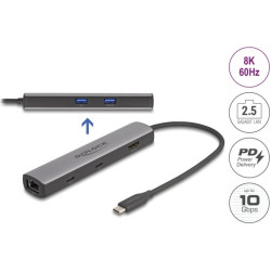 Delock USB 40 Gbps USB Type-C™ Docking Station 8K - HDMI / USB 10 Gbps / 2.5 Gigabit LAN / PD 3.0 100 W