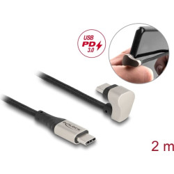 Delock USB 2.0 Cable USB Type-C™ male to male 180° angled 2 m PD 60 W