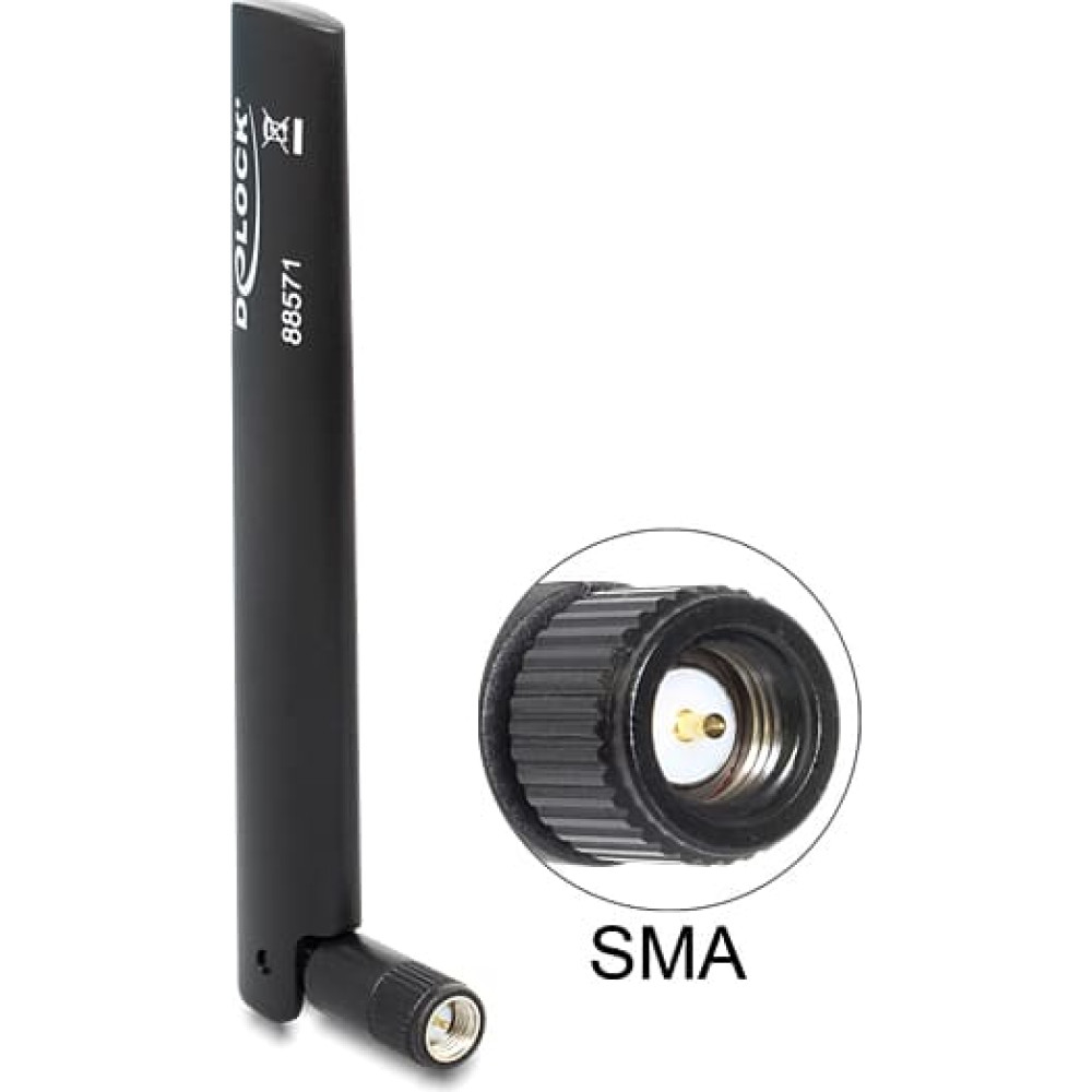 Delock LTE Antenna SMA -0.8 - 3.0 dBi Omnidirectional With Flexible Joint Black