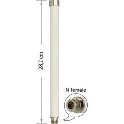 Delock WLAN 802.11 ac/a/h/b/g/n Antenna N jack 6 - 8 dBi 28 cm omnidirectional fixed outdoor white