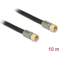 Delock Antenna cable F Plug > F Plug RG-6/U quad shield 10 m black Premium