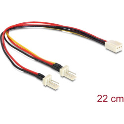 Delock Cable Molex 3 pin female > 2 x Molex 3 pin male (fan) 22 cm