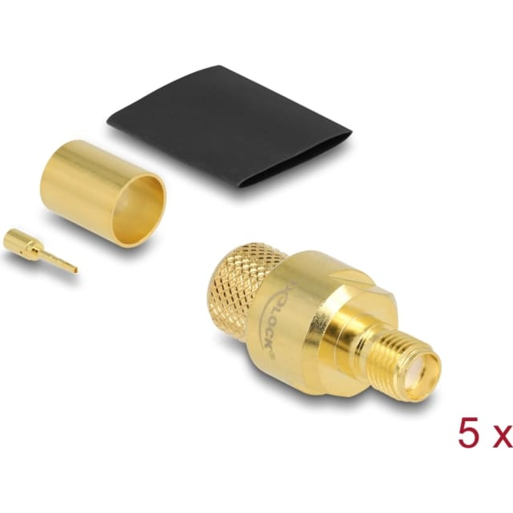 Delock SMA jack for crimping LMR400 with matching shrink tube