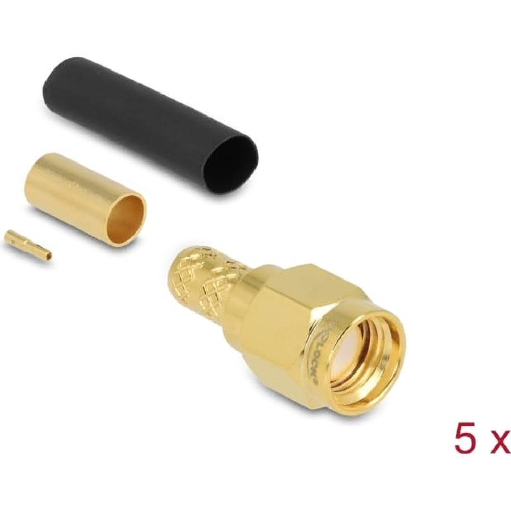 Delock RP-SMA plug for crimping LMR200 with matching shrink tube