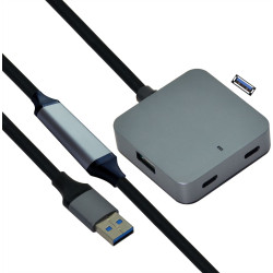 Value USB 3.2 Gen1 Hub, 4 Ports (2x A+ 2x C), with Extension Cable, black, 10 m