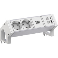 Bachmann DESK2 ALU WHITE 2xCEE7/3 1xUSB A/C 22W 0,2m GST18