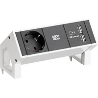 Bachmann DESK2 1xCEE7/3 USB Charger, Current 0.2m GST18 RAL9010