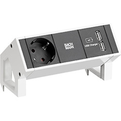 Bachmann DESK2 1xCEE7/3 USB Charger, Current 0.2m GST18 RAL9010